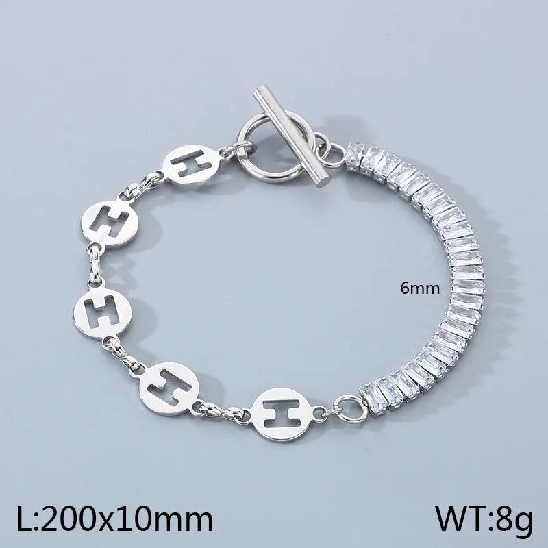 Simple Style Solid Color 304 Stainless Steel 18K Gold Plated Bracelets In Bulk
