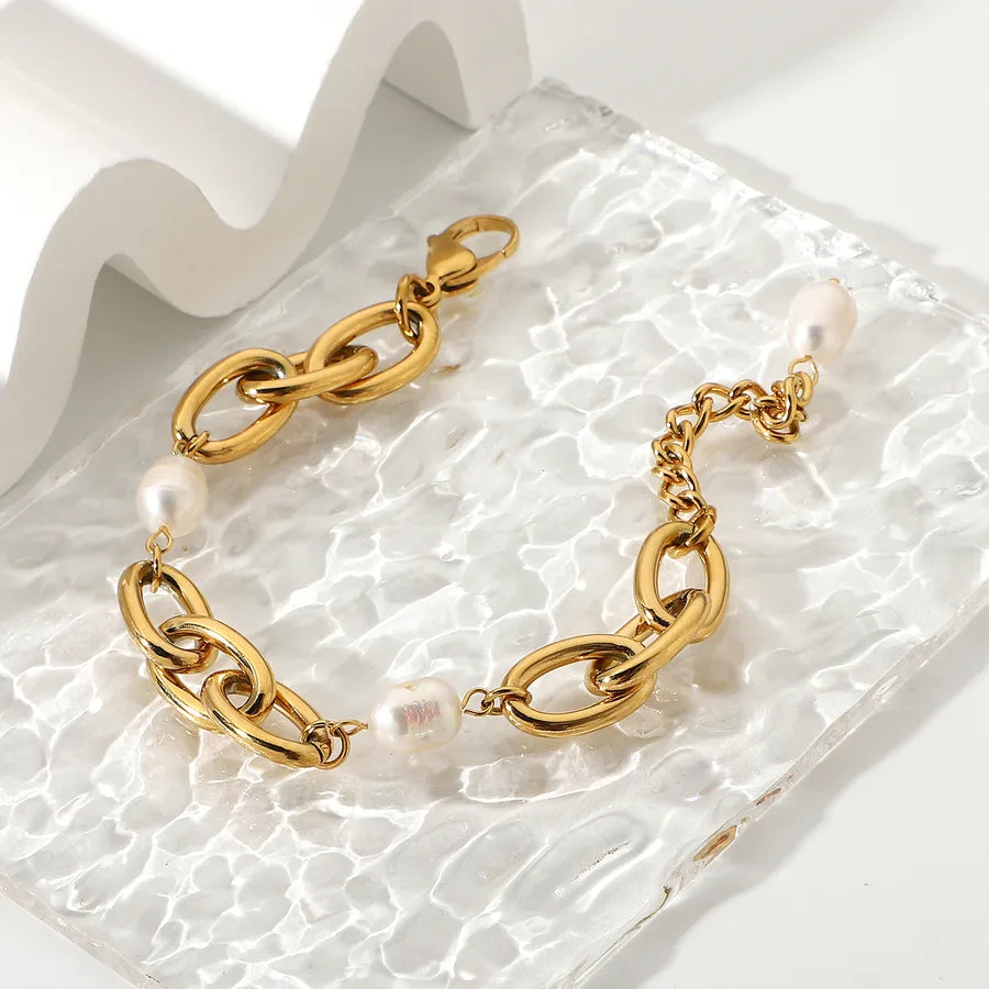 fashion geometric stainless steel gold plated bracelets