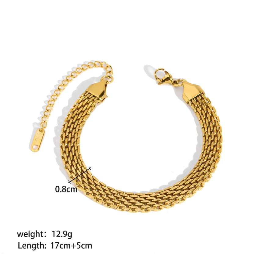 Modern Style Geometric 201 Stainless Steel 18K Gold Plated Bracelets In Bulk