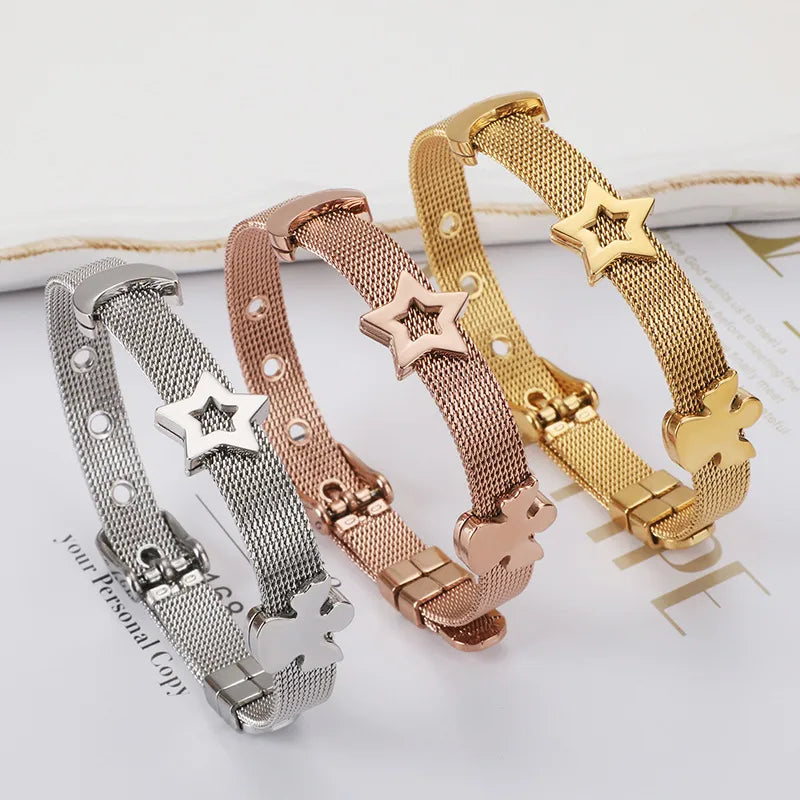 Fashion Star Titanium Steel 18K Gold Plated Bracelets In Bulk