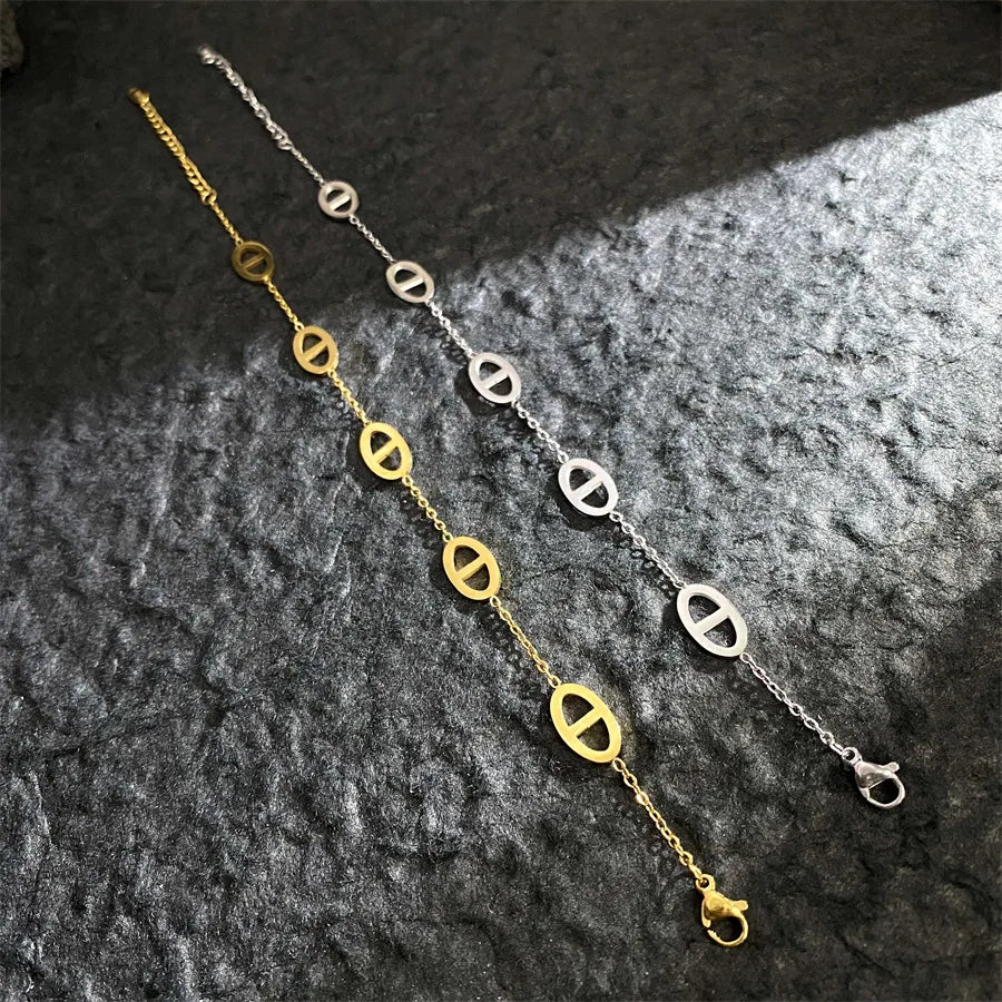 Simple Style Geometric Titanium Steel 18K Gold Plated Bracelets In Bulk