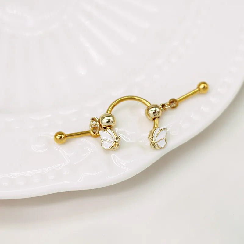 1 Piece Ear Cartilage Rings & Studs Sexy Sweet Heart Shape Wings Bow Knot 316L Stainless Steel  Alloy Copper Plating Inlay Acrylic Resin Rhinestones White Gold Plated Gold Plated