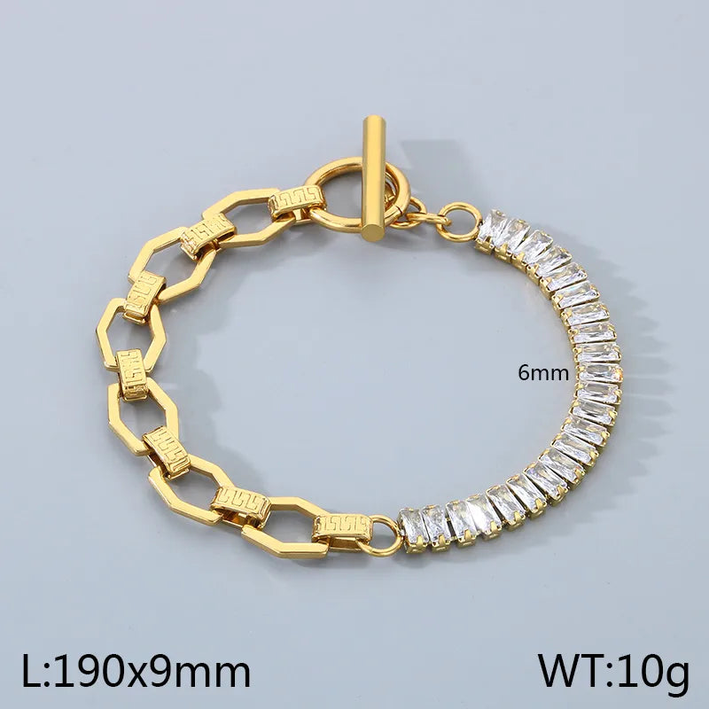 Simple Style Solid Color 304 Stainless Steel 18K Gold Plated Bracelets In Bulk