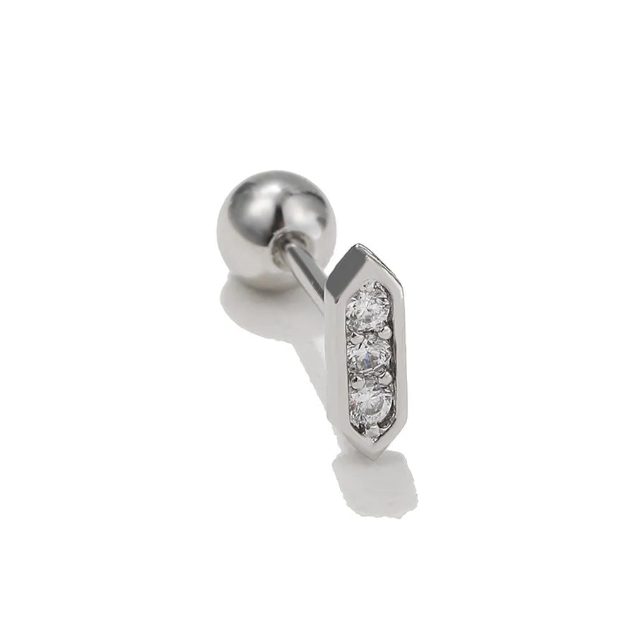 simple style triangle geometric brass zircon cartilage earrings