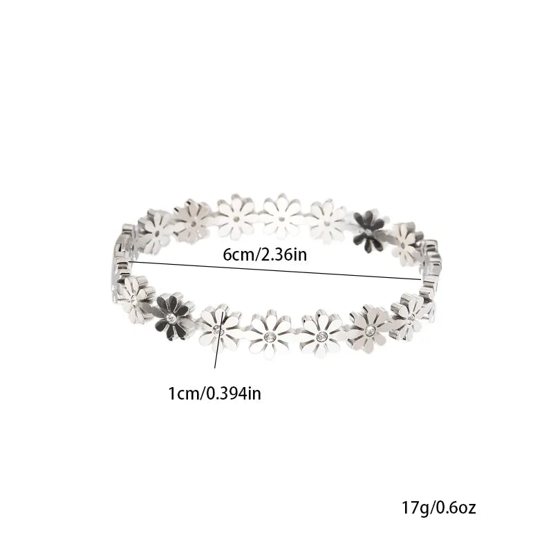Elegant Flower Titanium Steel 18K Gold Plated Bracelets In Bulk