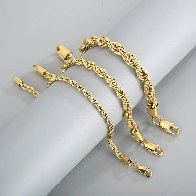 Simple Style Twist Stainless Steel 18K Gold Plated Bracelets In Bulk