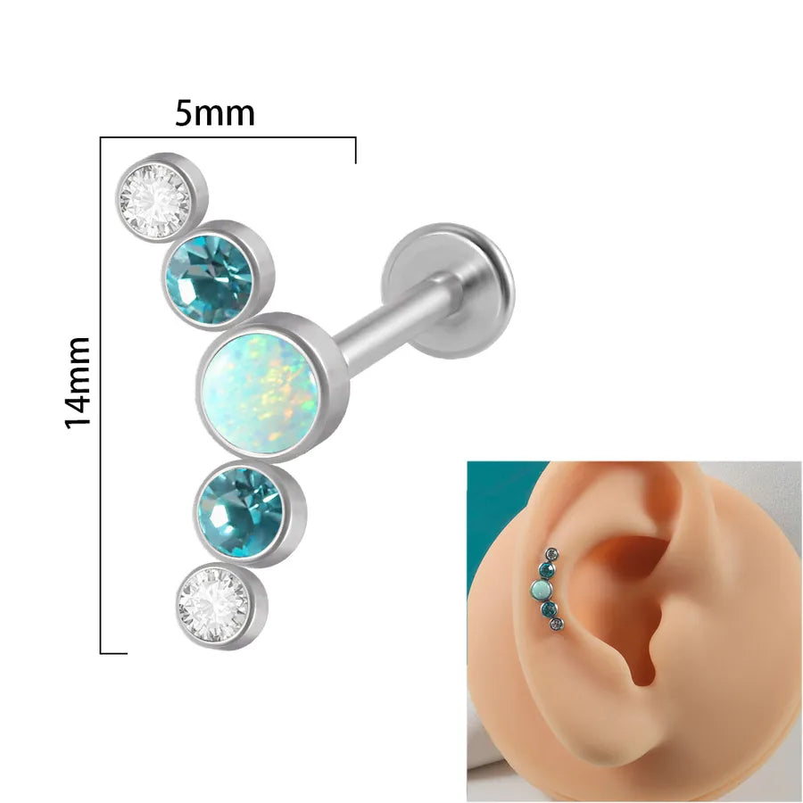 1 Piece Ear Cartilage Rings & Studs Simple Style Round 304 Stainless Steel Copper Zircon Inlay Resin Zircon