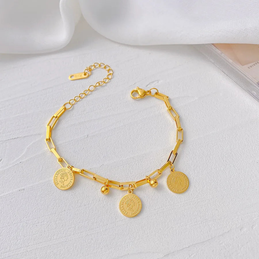 Classic Style Geometric Titanium Steel 18K Gold Plated Bracelets In Bulk