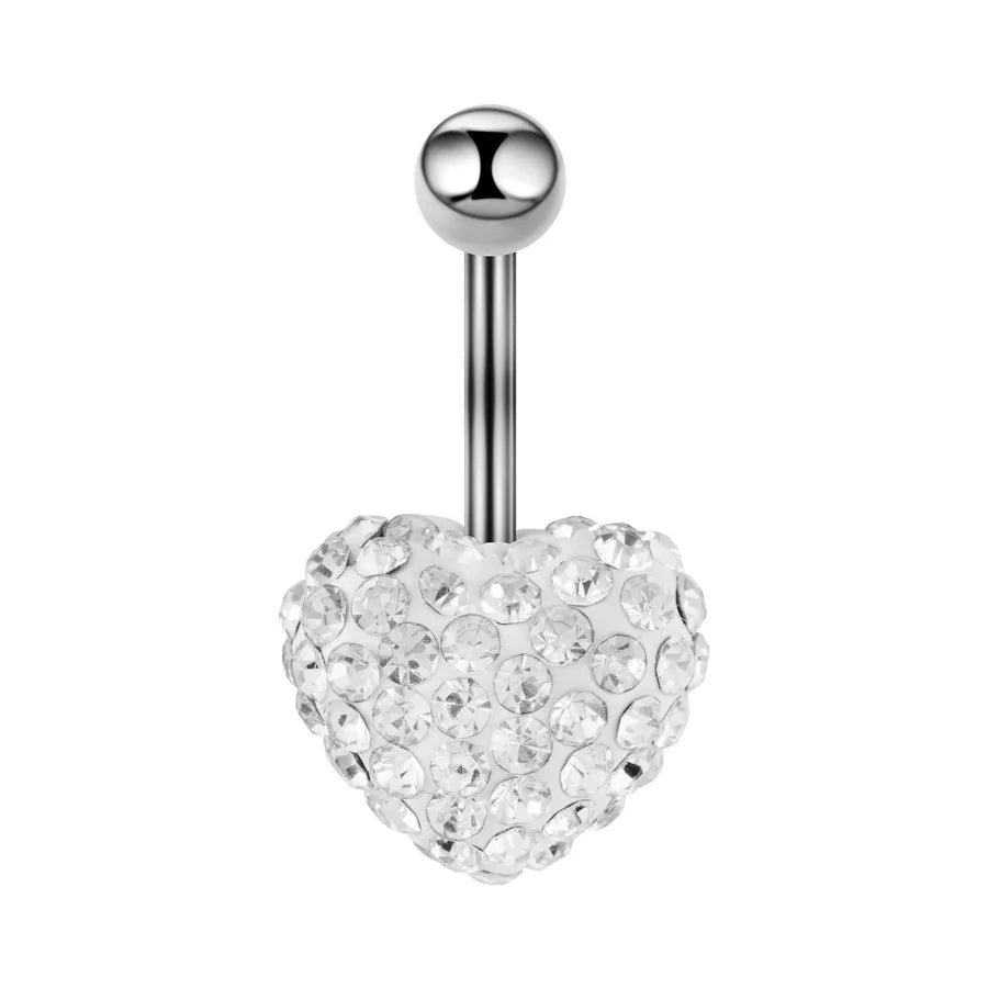 1 Piece Belly Rings Sexy Cool Style Heart Shape 316L Stainless Steel  Alloy Plating Rhinestones