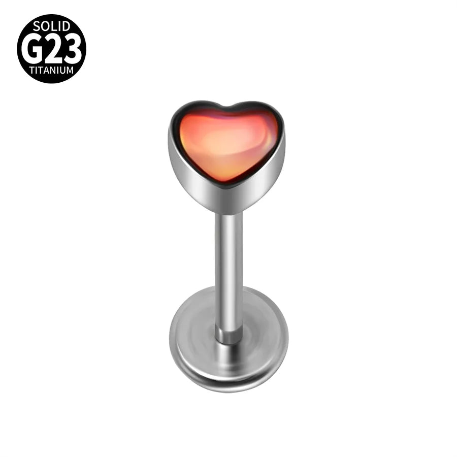 1 Piece Lip Rings Casual Cute Hip-Hop Heart Shape G23 Titanium Polishing Inlay Opal Lip Rings Ear Cartilage Rings & Studs Nose Rings & Studs