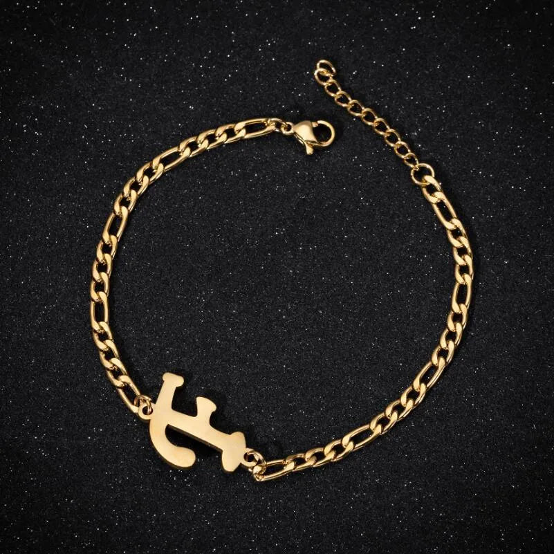 Fashion Letter 201 Stainless Steel 18K Gold Plated Bracelets In Bulk