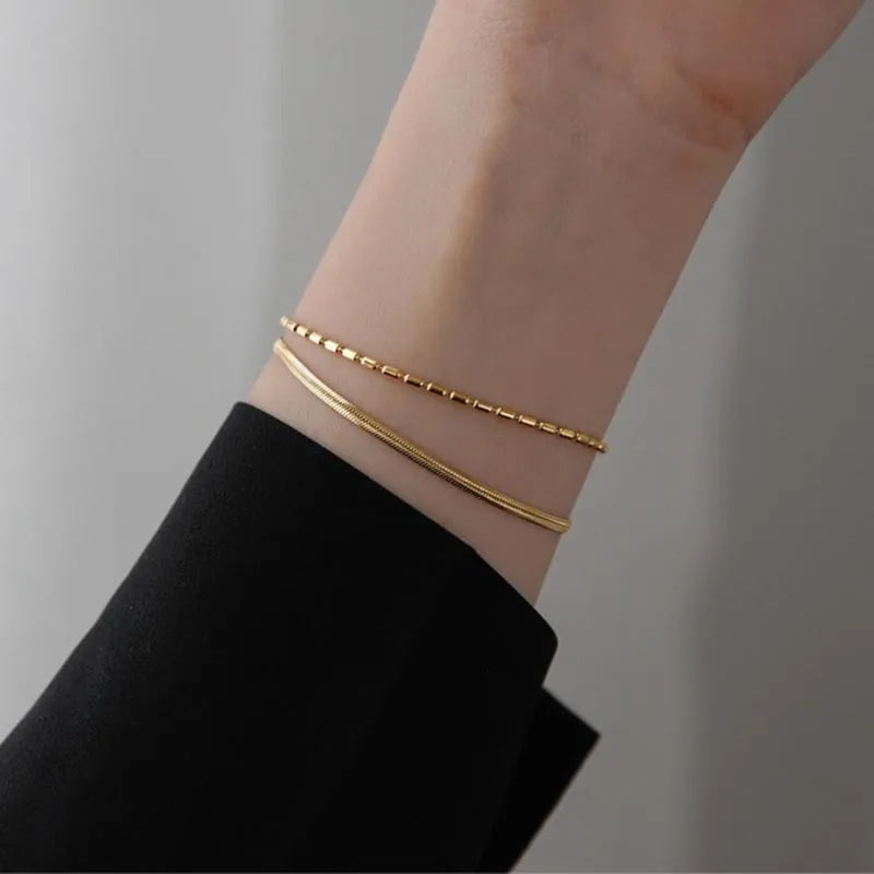 Geometric 304 Stainless Steel 18K Gold Plated Bracelets In Bulk