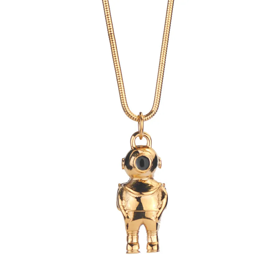 Hip-Hop Solid Color 304 Stainless Steel Plating 18K Gold Plated Men's Pendant Necklace