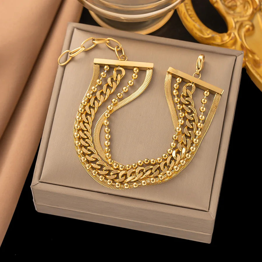 simple style solid color titanium steel 18k gold plated bracelets in bulk