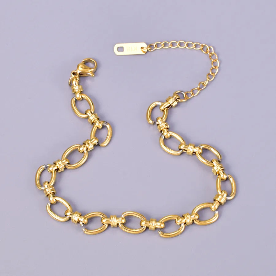 Elegant Simple Style Geometric 304 Stainless Steel 18K Gold Plated  Bracelets In Bulk
