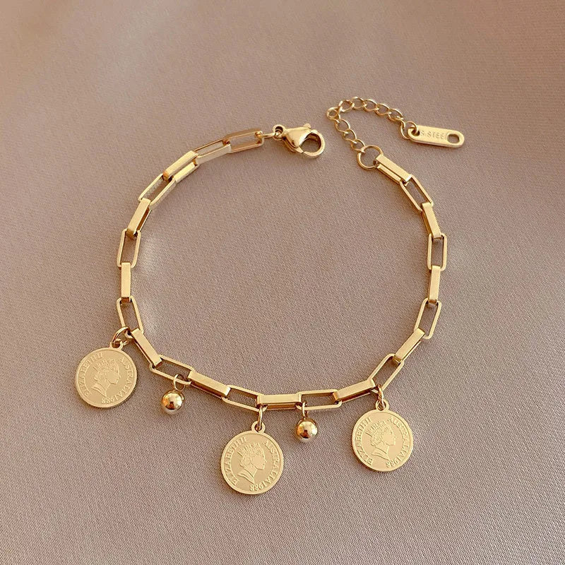 Classic Style Geometric Titanium Steel 18K Gold Plated Bracelets In Bulk