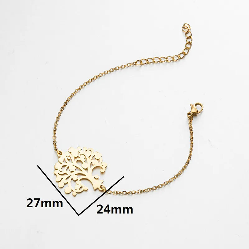 Modern Style Tree 201 Stainless Steel 18K Gold Plated Bracelets In Bulk