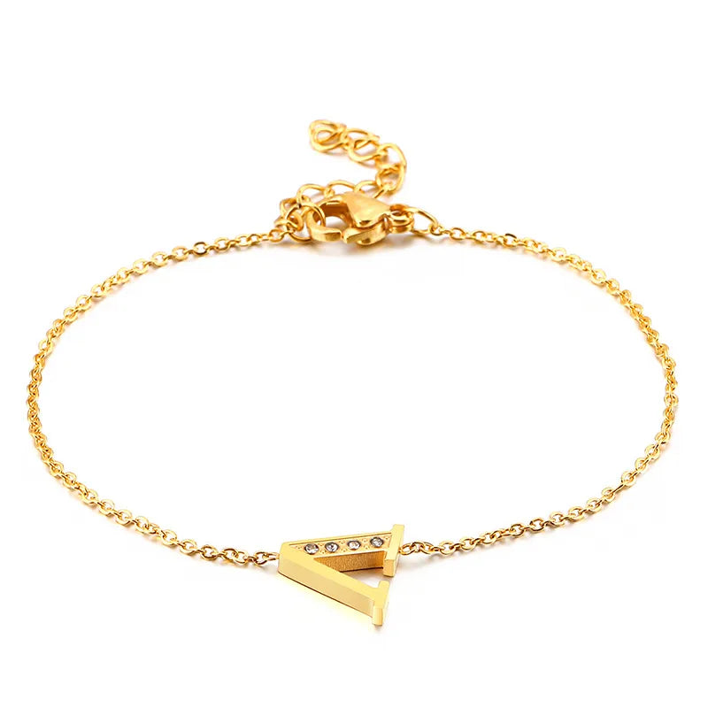Fashion Letter Titanium Steel 18K Gold Plated Bracelets In Bulk