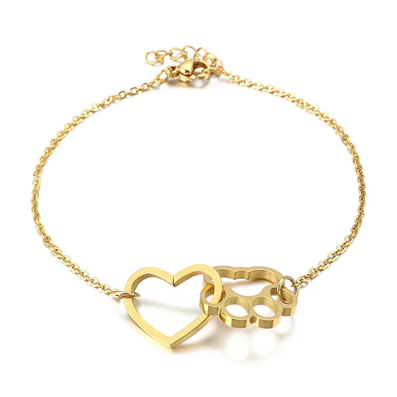 Fashion Heart Titanium Steel 18K Gold Plated Bracelets In Bulk