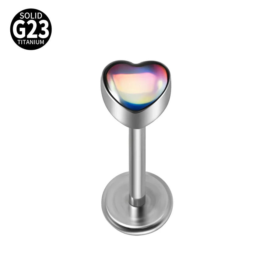 1 Piece Lip Rings Casual Cute Hip-Hop Heart Shape G23 Titanium Polishing Inlay Opal Lip Rings Ear Cartilage Rings & Studs Nose Rings & Studs
