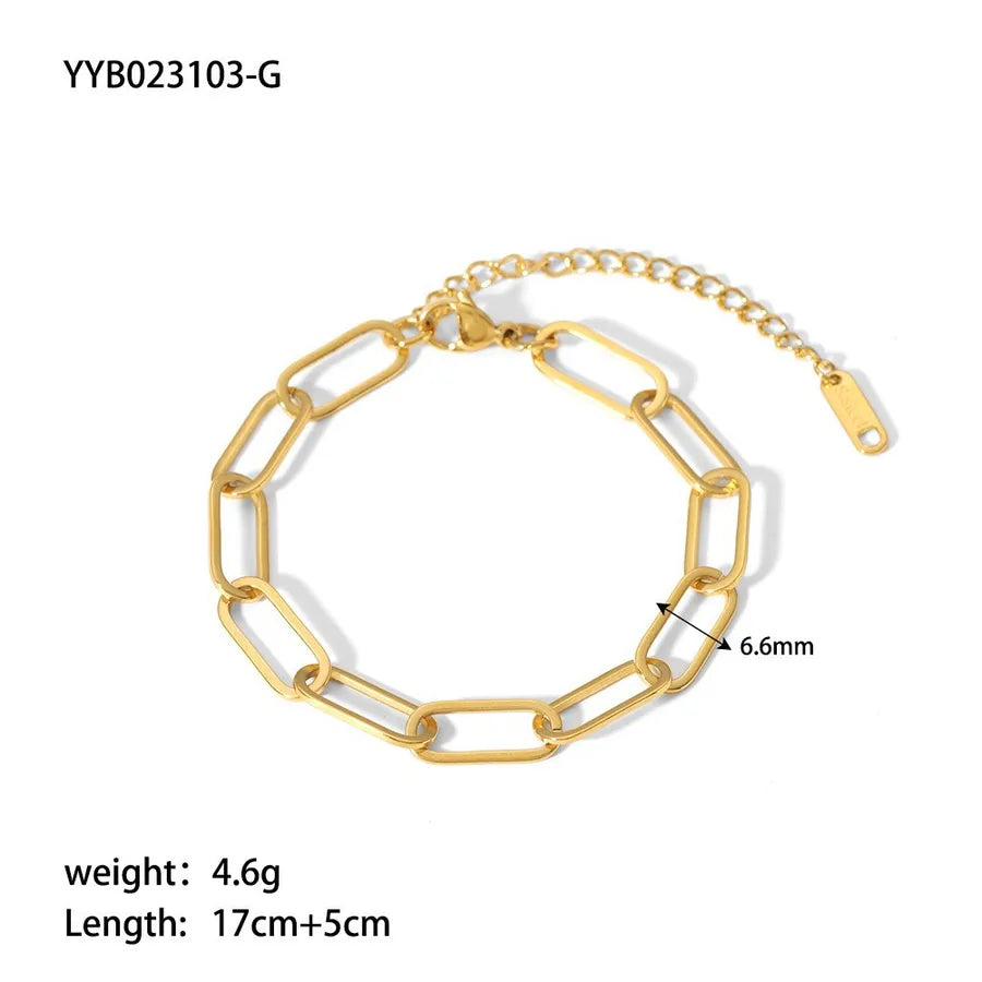 Modern Style Geometric 201 Stainless Steel 18K Gold Plated Bracelets In Bulk