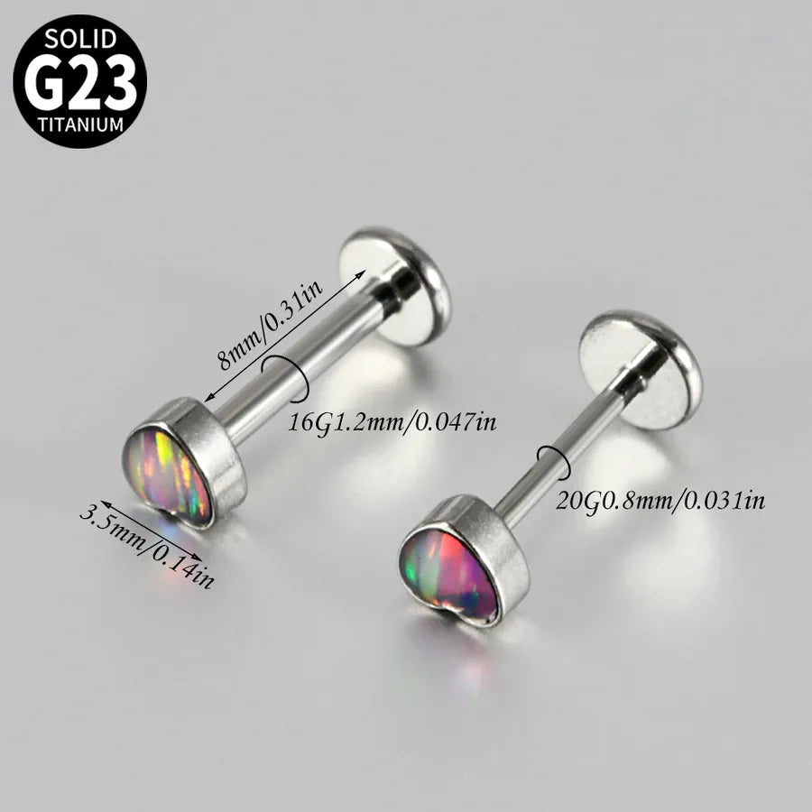 1 Piece Lip Rings Casual Cute Hip-Hop Heart Shape G23 Titanium Polishing Inlay Opal Lip Rings Ear Cartilage Rings & Studs Nose Rings & Studs
