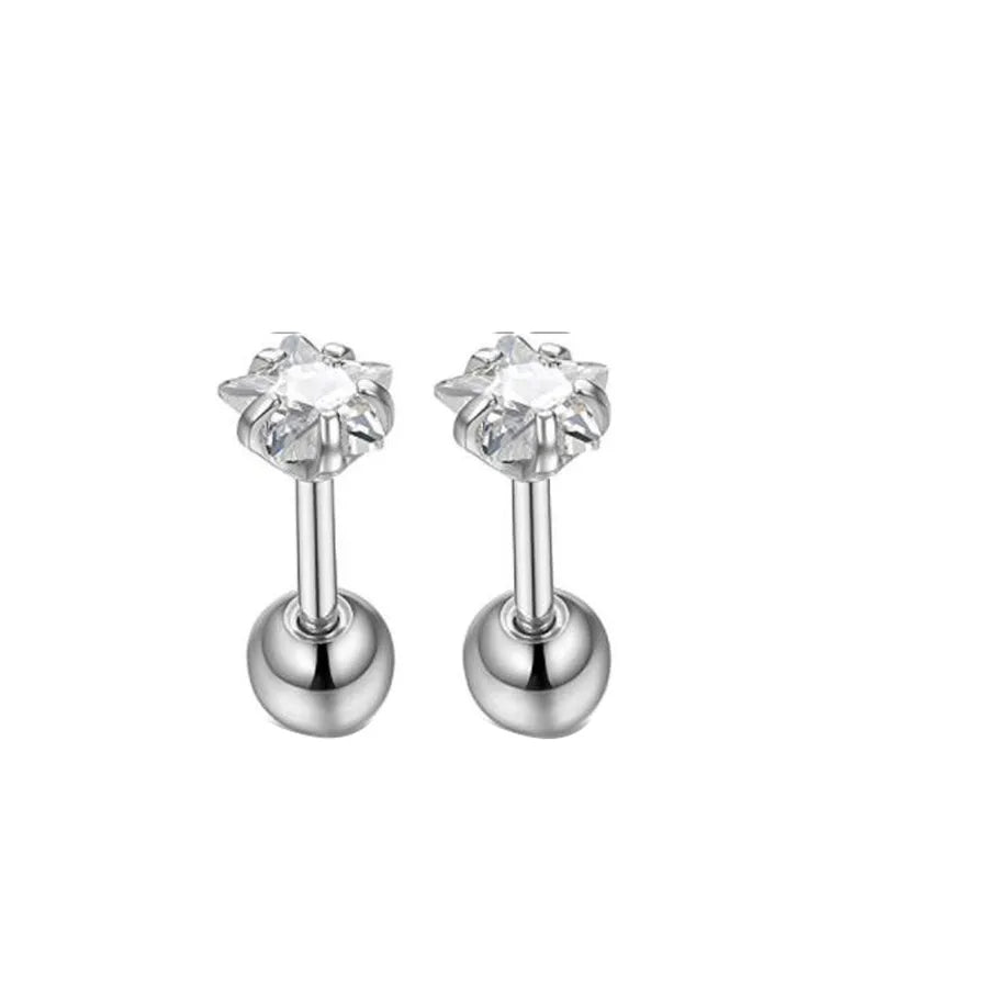 simple style geometric stainless steel inlay zircon ear studs 1 piece