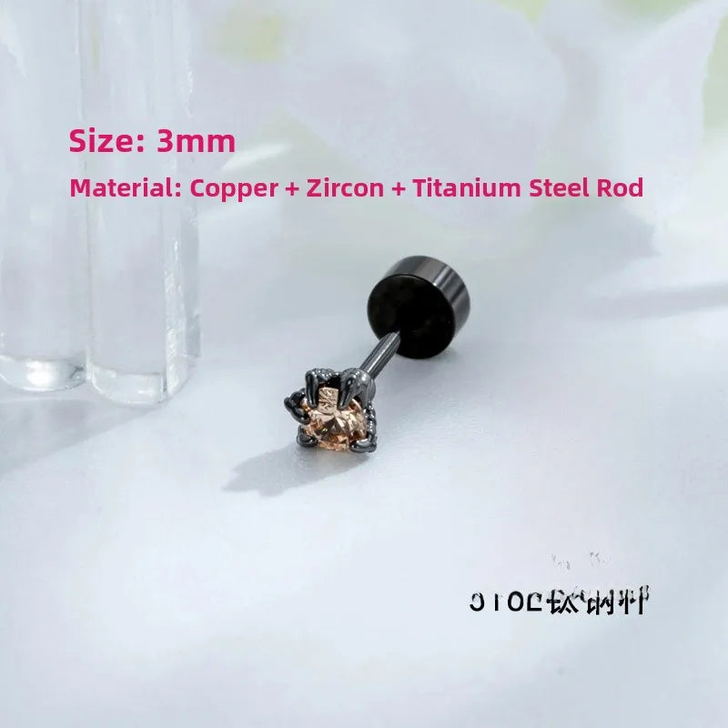Unisex Dragon Ear Cartilage Rings & Studs with Claw Setting in 316L Stainless Steel, Multicolor