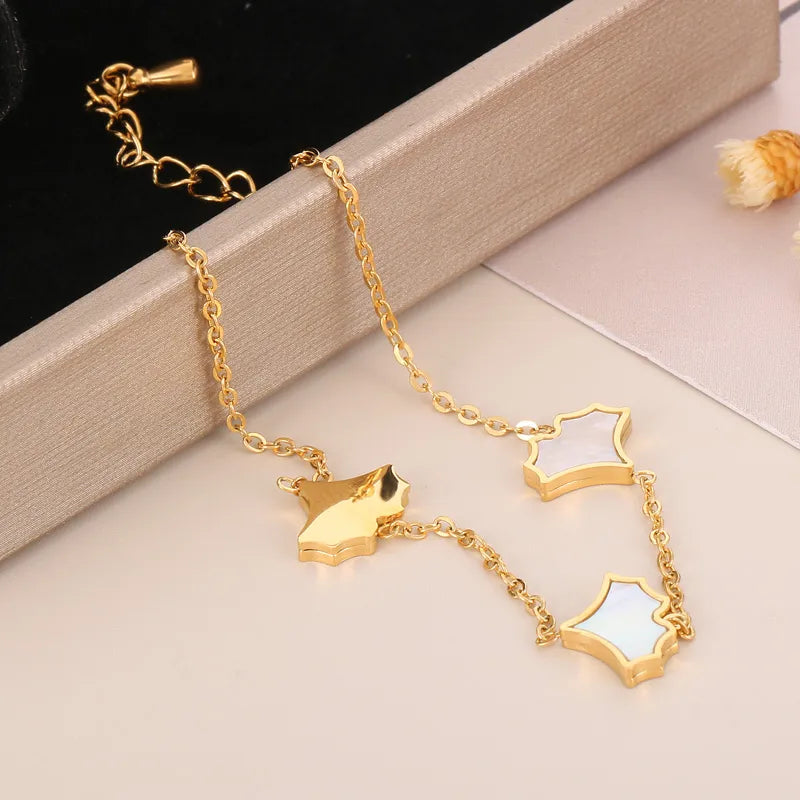 Basic Ginkgo Leaf Stainless Steel 18K Gold Plated Bracelets In Bulk