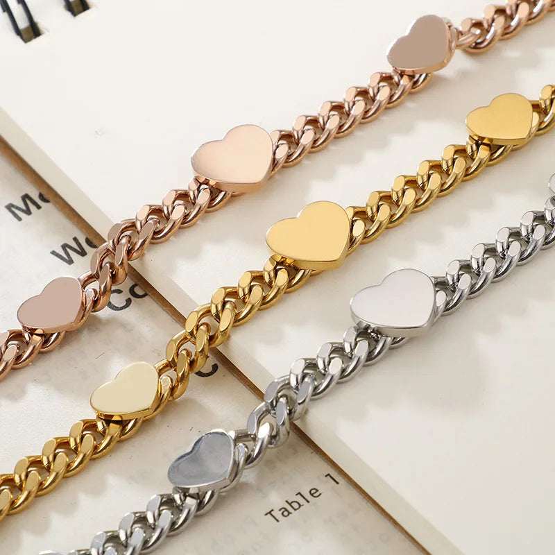 Heart Titanium Steel 18K Gold Plated Bracelets In Bulk