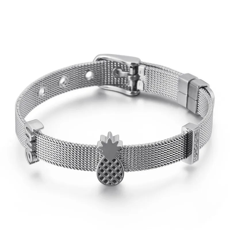 Fashion Flower Titanium Steel 18K Gold Plated Bracelets In Bulk