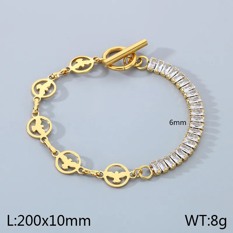 Simple Style Solid Color 304 Stainless Steel 18K Gold Plated Bracelets In Bulk