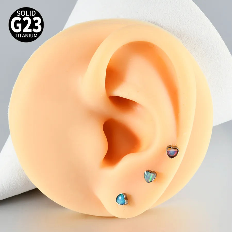 1 Piece Lip Rings Casual Cute Hip-Hop Heart Shape G23 Titanium Polishing Inlay Opal Lip Rings Ear Cartilage Rings & Studs Nose Rings & Studs
