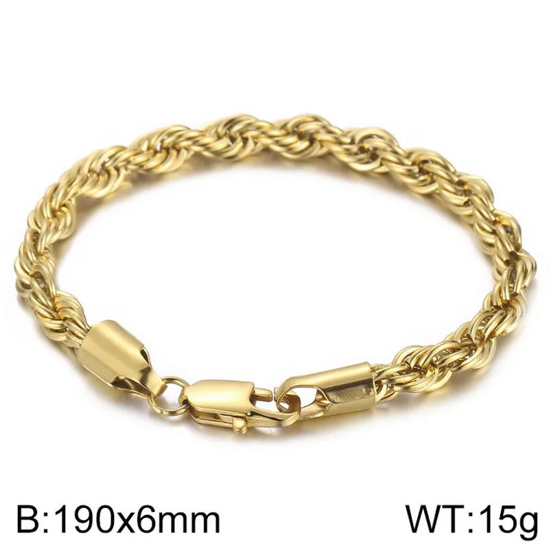 Simple Style Twist Stainless Steel 18K Gold Plated Bracelets In Bulk