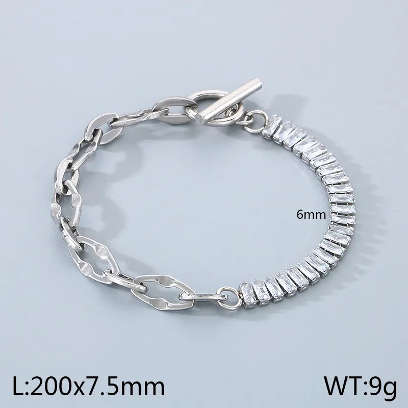 Simple Style Solid Color 304 Stainless Steel 18K Gold Plated Bracelets In Bulk