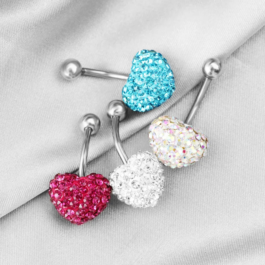 1 Piece Belly Rings Sexy Cool Style Heart Shape 316L Stainless Steel  Alloy Plating Rhinestones