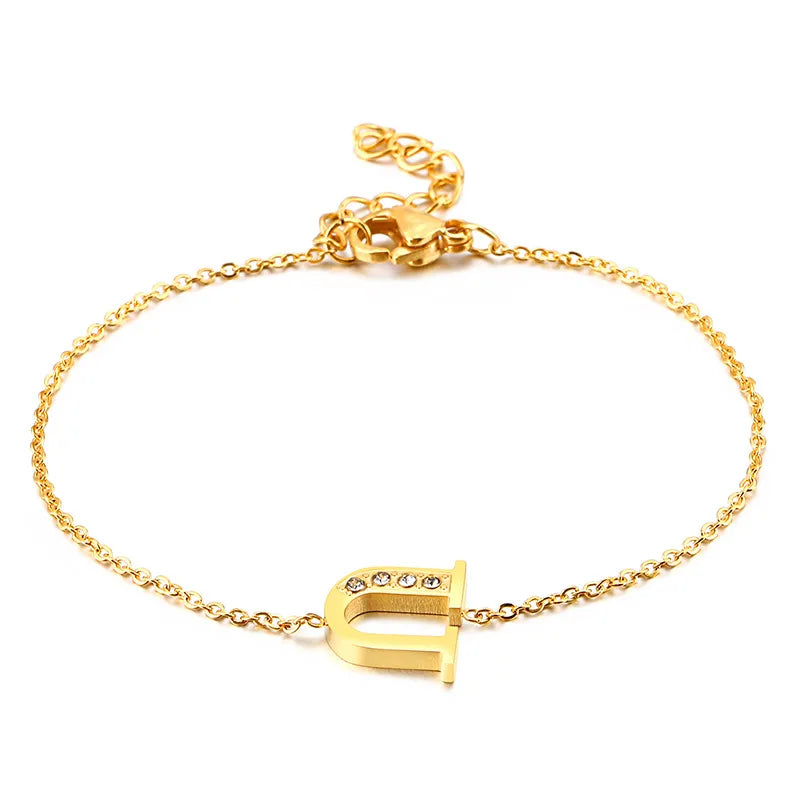 Fashion Letter Titanium Steel 18K Gold Plated Bracelets In Bulk