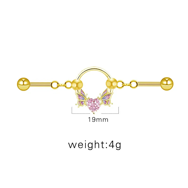 1 Piece Ear Cartilage Rings & Studs Sexy Sweet Heart Shape Wings Bow Knot 316L Stainless Steel  Alloy Copper Plating Inlay Acrylic Resin Rhinestones White Gold Plated Gold Plated
