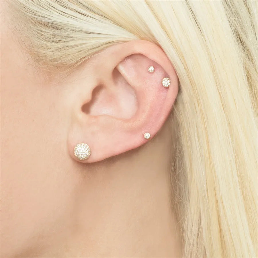 Ear Cartilage Rings & Studs Geometric Brass Gem