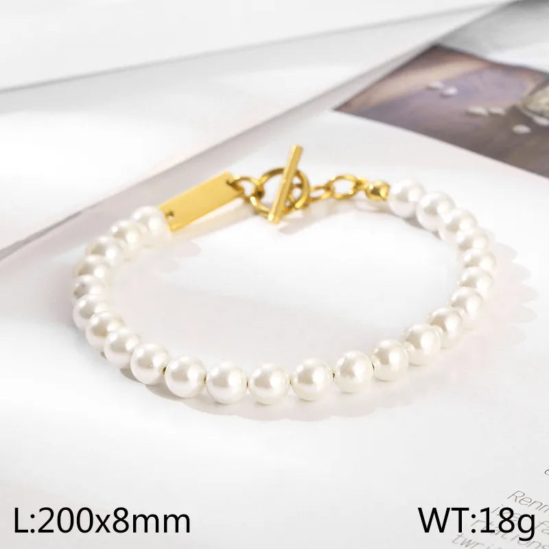 Elegant Simple Style Solid Color Stainless Steel 18K Gold Plated Bracelets In Bulk