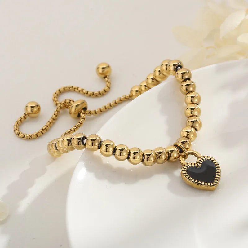 Sweet Heart Shape Titanium Steel 18K Gold Plated Bracelets In Bulk