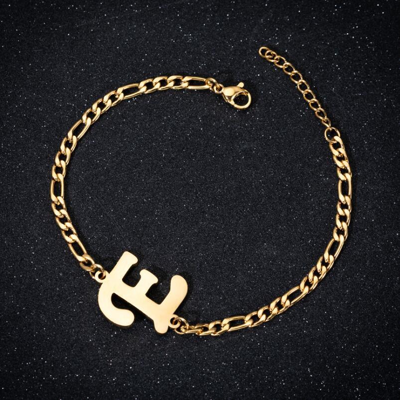 Fashion Letter 201 Stainless Steel 18K Gold Plated Bracelets In Bulk