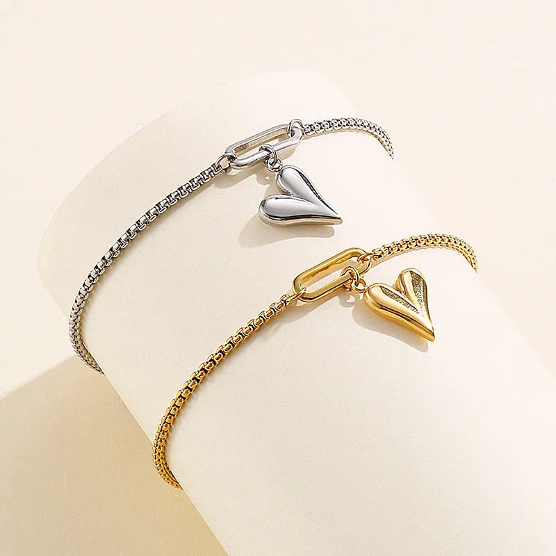 Fashion Heart Titanium Steel 18K Gold Plated Bracelets In Bulk