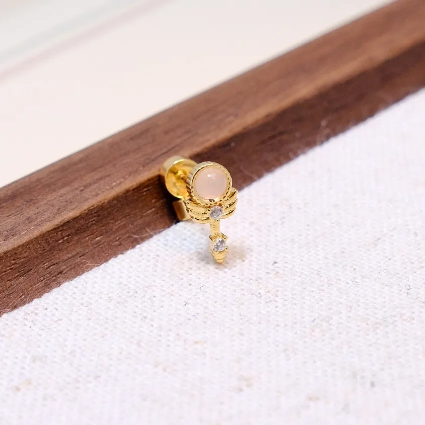 Bow Tie Stud Earrings for Women in Real Gold Plated with Titanium Steel Posts
