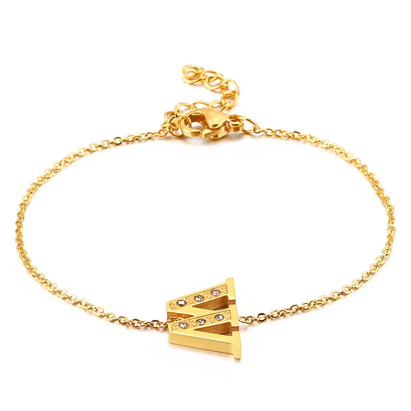 Letter 304 Stainless Steel 18K Gold Plated Bracelets In Bulk