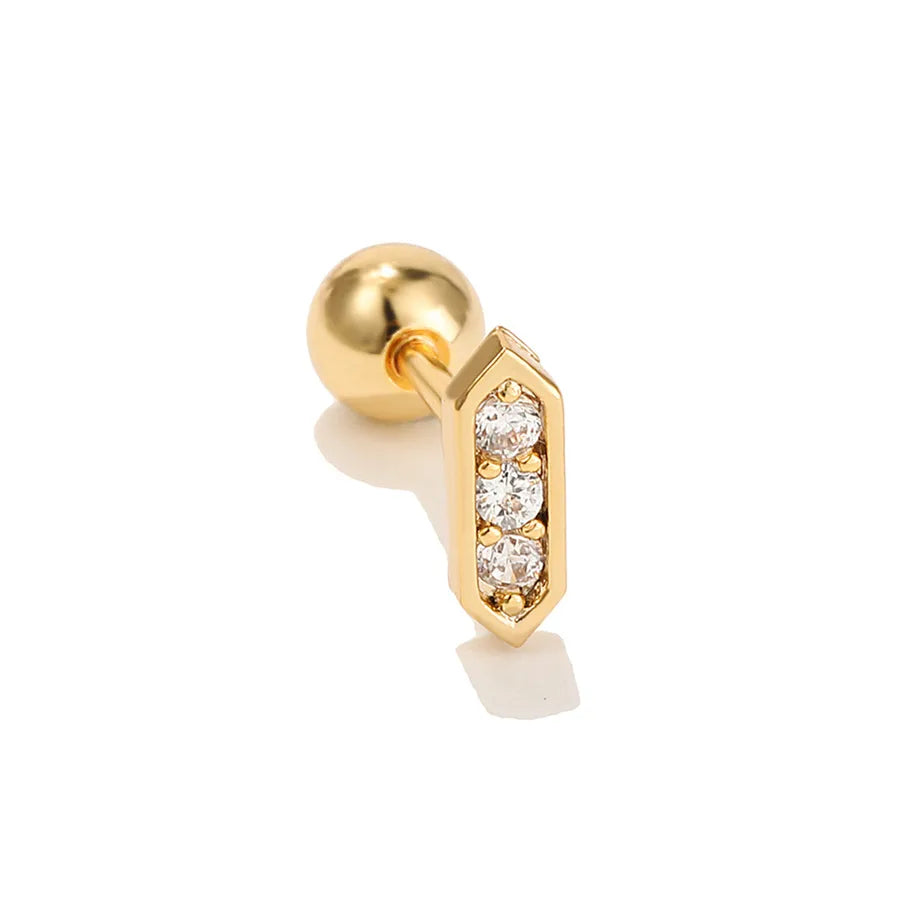 simple style triangle geometric brass zircon cartilage earrings