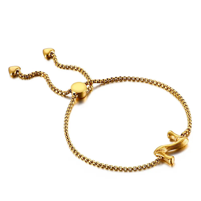 Letter Titanium Steel 18K Gold Plated Bracelets In Bulk