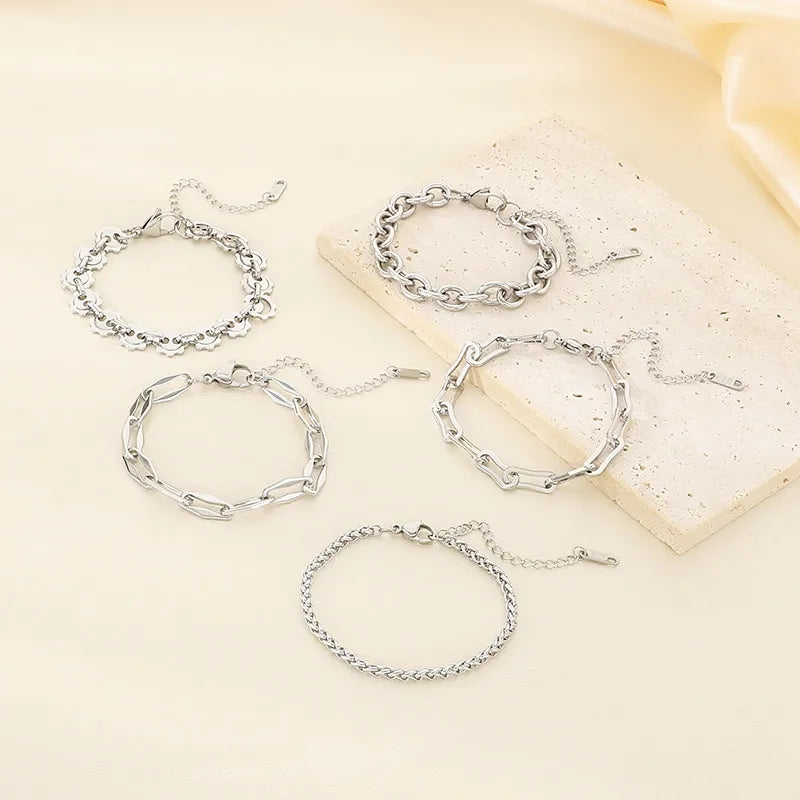 Simple Style Geometric 304 Stainless Steel 18K Gold Plated  Bracelets In Bulk