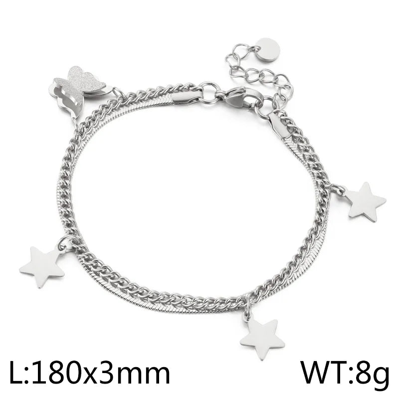 Simple Style Star Titanium Steel 18K Gold Plated Bracelets In Bulk