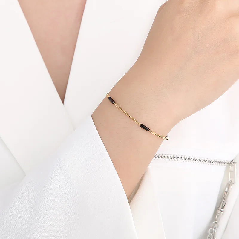 Elegant Solid Color Titanium Steel 18K Gold Plated Bracelets In Bulk